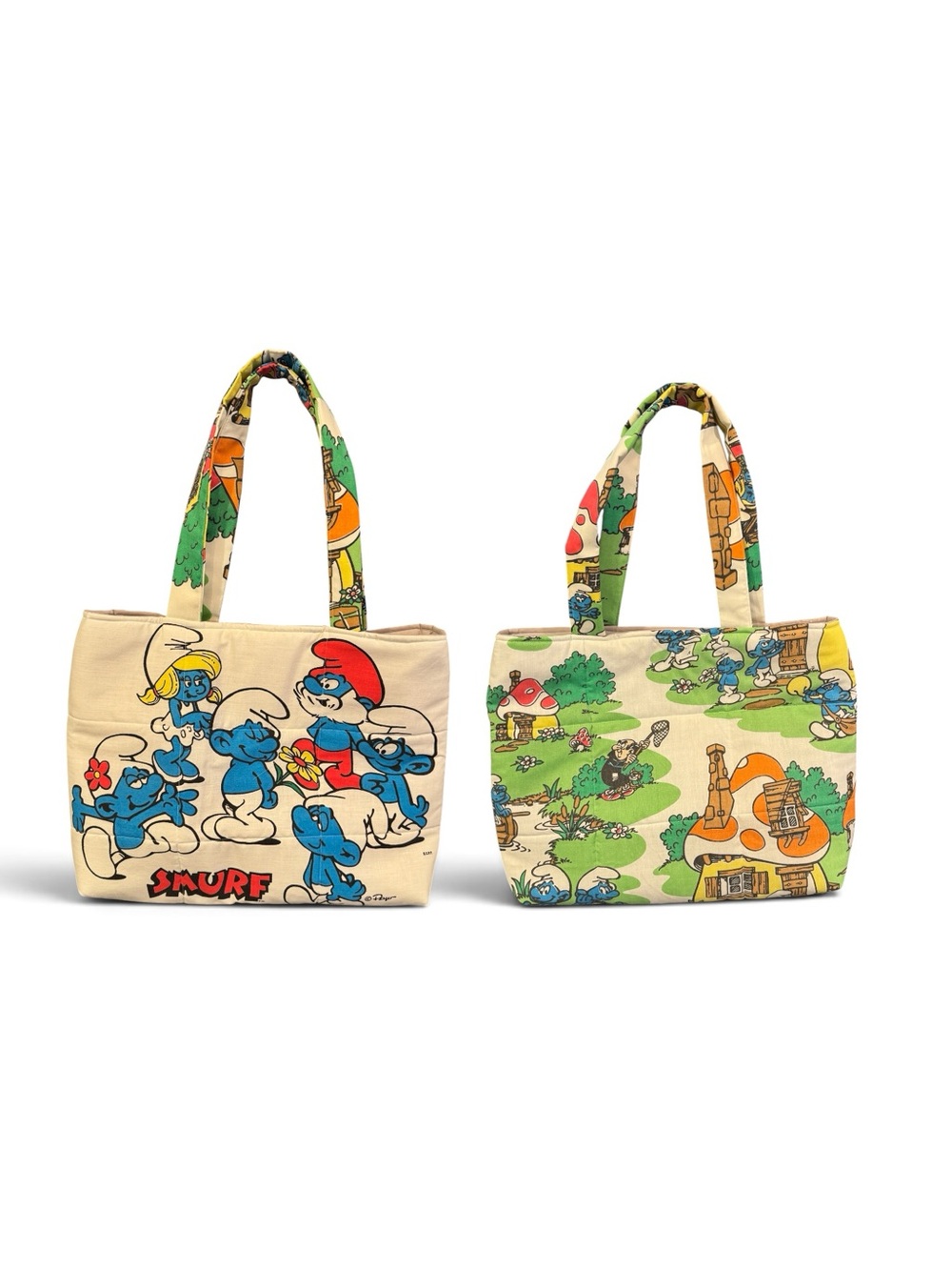 Smurf Print extra large Tote Bag in White and Blue